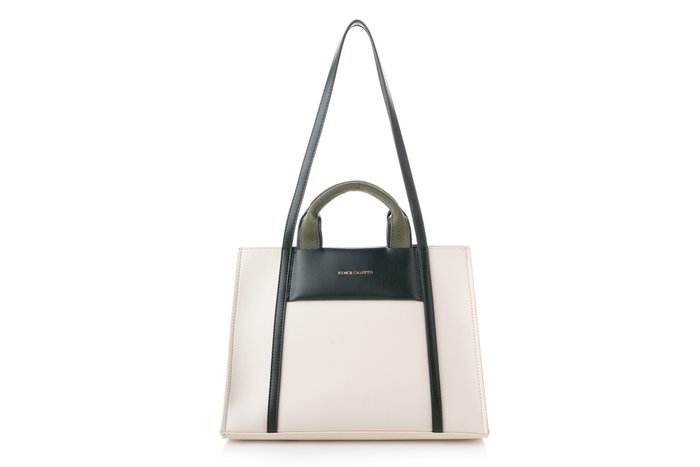 Vince Camuto Bolso Tote en Crema y Verde Oscuro